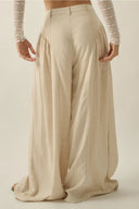 Linen Blend High Waist Pants