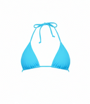 Blue bikini top on a white background