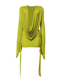 Deep Cowl Neck & Open Back Mini Dress Lime