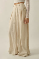 Linen Blend High Waist Pants