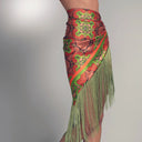 Terracotta Satin Fringe Skirt