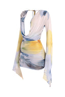 Capri Cowl Neck & Open Back Mini Dress