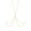 Gold necklace with a unique design on a light gray background