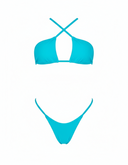 Turquoise bikini set on a white background