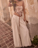 Linen Blend High Waist Pants