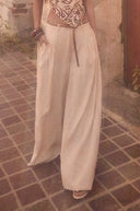 Linen Blend High Waist Pants