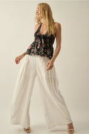 Linen Blend High Waist Pants