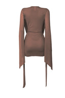 Deep Cowl Neck & Open Back Mini Dress Lime