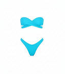  a blue bikini on a white background